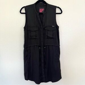 SuperDry Mono Utility Black Sleeveless Shirt Dress Women Size Small